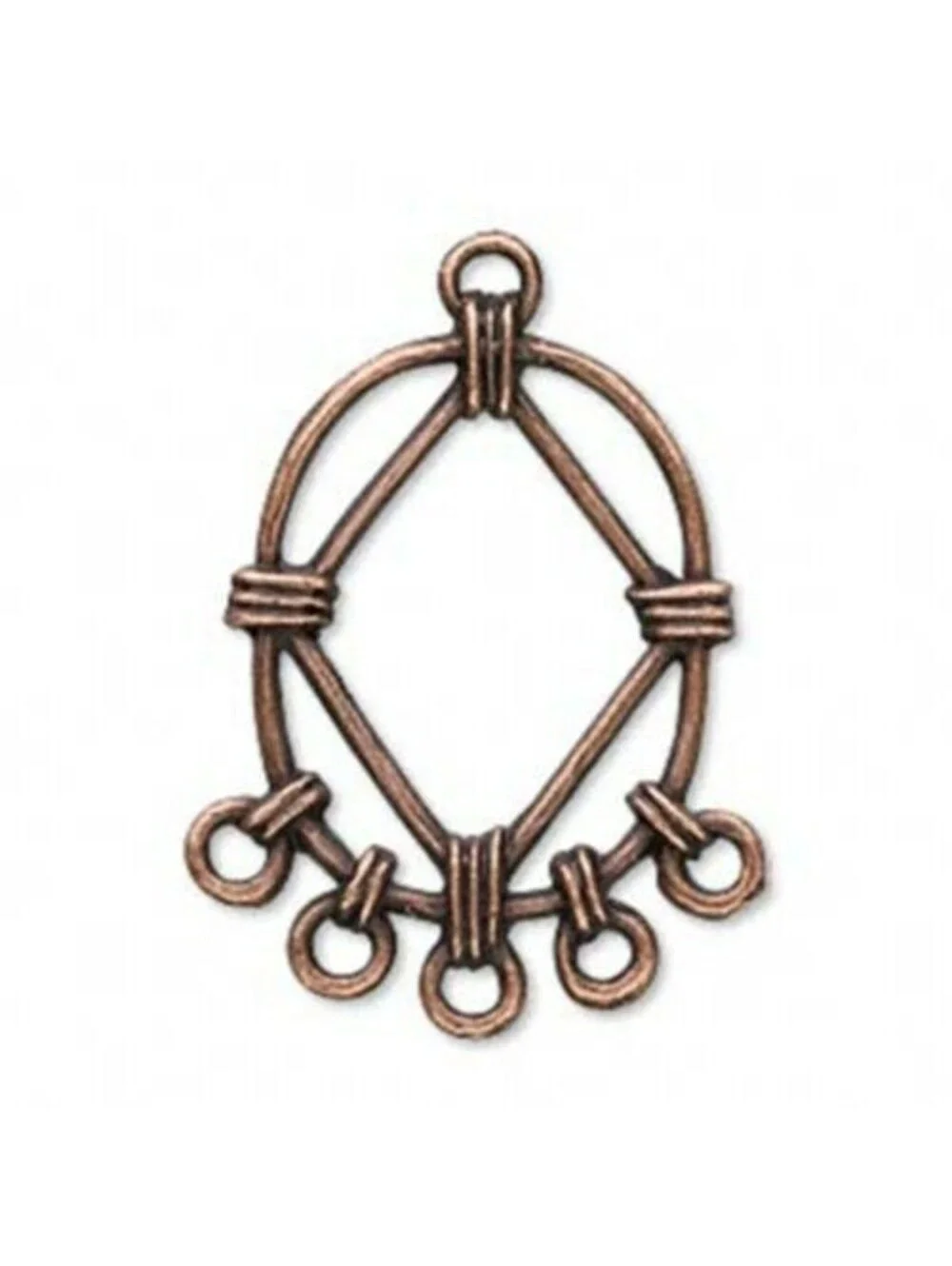 Antique Copper Oval Rope 30x23mm Drop Pendants Chandelier Earring Findings 2 pcs